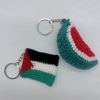 Groothandel Schattige En Mooie Hand Gehaakte Watermeloen Kechain Aangepaste Label Hand Gehaakte Vruchten Sleutelhanger