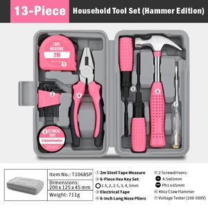 Kit d'outils rose pour femmes Vetex en gros, 7 pièces |   Ensemble d'outils légers pour la maison, pour le <span class=keywords><strong>bricolage</strong></span>, la réparation et l'entretien |   Boîte à outils manuelle durable - Product Image 4