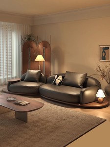 Japanese Wabi-sabi Factory Module Combination Leather Solid Wood Living Room Hotel Lounge Coffee Room Multi-seat <strong>Side</strong> <strong>Table</strong> <strong>Sofa</strong> - Product Image 4