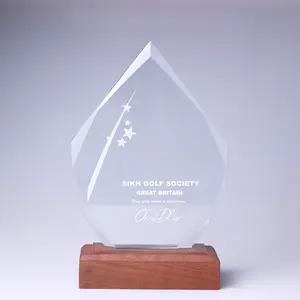 Blank Awards Crystal Trophy With Wooden Base MH-NJ0144