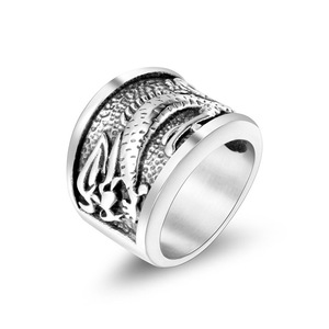 Chinese Style <b>Titanium</b> Steel Ring Dragon Pattern Men's Jewelry SA728 Everyday Wear - Product Image 1