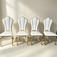 Chaises de salle à manger de luxe au design industriel avec cadre métallique électroplaqué et coussin en cuir, chaise de banquet