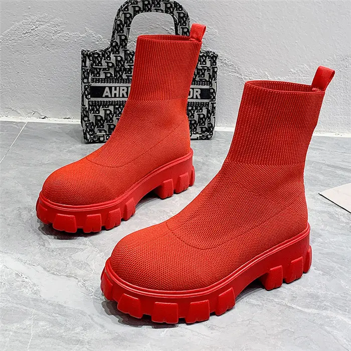 R2808-wholesale knitting warm martin boots women's casual shoes women winter boots