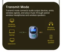 T68 2-in-1 BT 5.3 Audio Empfänger Transmitter Kabelloser Stereo Musik Adapter mit TF-Kartenwiedergabe und LCD-Bildschirm für TV Auto