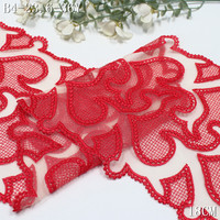 Dentelle brodée en tulle nude avec cœur rouge de 18 cm, tissu en dentelle brodée pour lingerie, soutien-gorge, sous-vêtements, couture