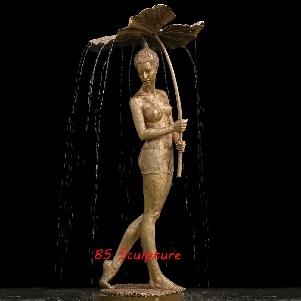 Modern Design Art Bronze Life Size Dancing Ballerina Girl Fountain Statue Copper Bronze Water Fountain Girl Sculpture