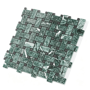 Plaque de mosaïque en marbre vert foncé, motif tressé, 305x305mm, épaisseur 10mm, pour décoration murale et de sol intérieure - Product Image 2