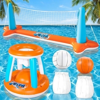 Ensemble de jeu de basket-ball aquatique gonflable en PVC blanc pour l'extérieur, la plage, la piscine, jouet de lancer de ballon pour fête d'été