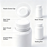 Botol Plastik HDPE Kosong untuk Kemasan Obat Putih Sehat, Kapsul Vitamin, dan Pil