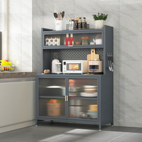 Transparente Schranktür Küchensideboard Hochwertiger Stahlküchenschrank mit Verstellbarem Regal Langlebiger Haushaltsorganizer