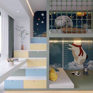 <span class=keywords><strong>Lit</strong></span> superposé pour enfants JINS, <span class=keywords><strong>lit</strong></span> superposé moderne en bois combiné pour garçons et filles, meubles de chambre d'enfant, lits superposés avec toboggan - Product Image 4