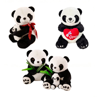 Peluche Panda Assis en Gros d'Usine, Broderie Cœur, Doux Polaire, Animal en Peluche pour Décoration Maison et Soulagement du Stress