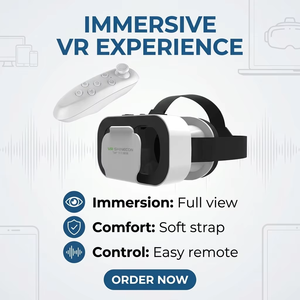 แว่นตา VR 3 มิติ สีขาว สำหรับสมาร์ทโฟน ปรับเลนส์ได้ พร้อมคอนโทรลเลอร์บลูทูธ - Product Image 1
