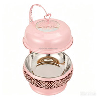 Chauffe-Plats de Luxe Rose en Acier Inoxydable de Haute Qualité pour Buffet, Réchaud de Présentation Chauffant à l'Alcool, Capacité 8L