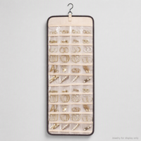 Organisateur de bijoux suspendu double face avec poches transparentes, crochets pour colliers et support rotatif