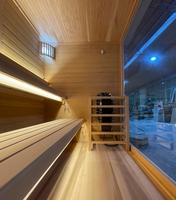 Desain Baru Sauna Kubus Tradisional untuk Luar Ruangan dari Kayu Karbonisasi dengan Panel Kontrol Wifi dan Kompor