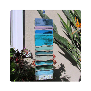 Bleu océan vague Turquoise <span class=keywords><strong>mer</strong></span> motif verre fusionné attrape-soleil à <span class=keywords><strong>la</strong></span> main fusion verre mur Art Design panneau suspendu pour <span class=keywords><strong>la</strong></span> décoration intérieure - Product Image 1