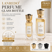 Flacon de parfum vide de luxe rectangulaire en verre personnalisé de 40 ml et 100 ml avec bouchon couronne en filigrane royal