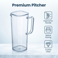 Bouilloire à eau en plastique transparente carrée, empilable, sans BPA, pour boissons froides, avec poignée ergonomique