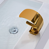 Robinet cascade en forme de C en laiton, monocommande, cartouche céramique, montage sur comptoir, eau chaude et froide, design moderne pour salle de bain
