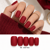 Fengshangmei Prêt à expédier Faux ongles à presser mats courts carrés couleur unie couvrance totale Vente en gros de capsules d'ongles artificiels