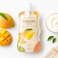 Pochette souple personnalisée en nylon de qualité alimentaire pour boissons, yaourts, jus de fruits, 100 ml, forme unique, avec bec verseur, pour stérilisation en autoclave