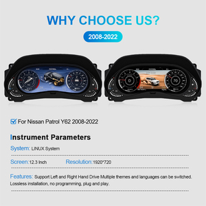 หน้าปัดดิจิตอล NaviHua ขนาด 12.3 นิ้ว จอ LCD แบบ Virtual Cockpit สำหรับ Nissan Patrol Y62 ชุดอัพเกรด - Product Image 2