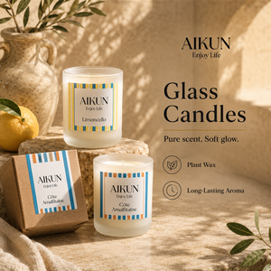 AIKUN Best Selling Customizable Gift <b>Candle</b> Set Natural Soy Wax Luxury Aromatherapy Glass Jar for Holiday Diwali - Product Image 3
