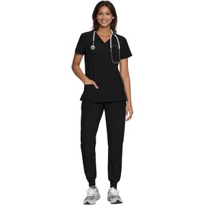 FOXA Women's Scrub Set V-Neck <b>Top</b> Cargo Pants 12 Pockets Hospital Uniforms - Product Image 6