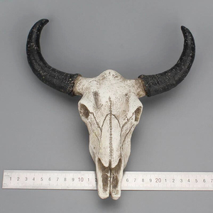 Sculpture d'animal créative 3D personnalisée, Crâne <span class=keywords><strong>de</strong></span> buffle à longues cornes en résine sculptée, Figurines, artisanat, ornements - Product Image 5
