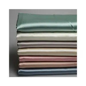 Factory Direct Comfortable Waterproof Light Elasticity Soft Textile 100% Polyester Recycled Silky Plain Satin Material Fabric