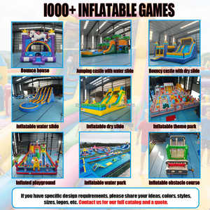 Toboggan gonflable commercial à 4 voies, toboggan gonflable <span class=keywords><strong>de</strong></span> course bicolore bleu et blanc avec <span class=keywords><strong>pare</strong></span>-<span class=keywords><strong>brise</strong></span> supérieur pour fêtes et carnavals - Product Image 6