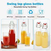 Bouteilles en verre à bouchon basculant 16 oz, lot de 2, couvercle hermétique de qualité alimentaire, compatibles diffuseur de roseaux, fermentation, kombucha, méad, coquito