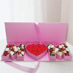 Scatola Regalo Rigida di Lusso in Velluto Lungo per San Valentino con Scritta '<span class=keywords><strong>Ti</strong></span> Amo', Combinazione di Fiori, Nastro con Stampa a Freddo - Product Image 5
