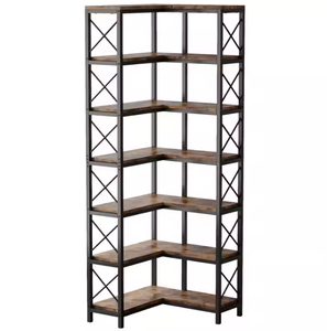 Scaffale ad angolo industriale grande libreria ad angolo alta 7 scaffali con struttura in metallo espositore per Home Office - Product Image 1