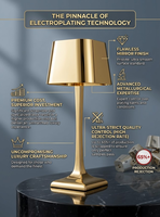 Lampe de table LED de luxe rechargeable sans fil, décoration tactile, traitement de surface par électrodéposition intérieure, modèle privé breveté