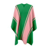 Poncho en laine pour femmes décontracté personnalisé châle doux tricot Cape Top Patchwork Design Sorority Pull