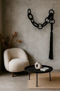 Bosimia Corde manuelle tissée en coton noir Tenture murale de luxe <span class=keywords><strong>couture</strong></span> pour librairie ou salon - Product Image 3