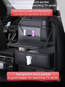 Sac de rangement de luxe en cuir pour dossier de siège de voiture avec fonction de suspension et petite table intégrée, 1 compartiment SN-3120 - Product Image 3