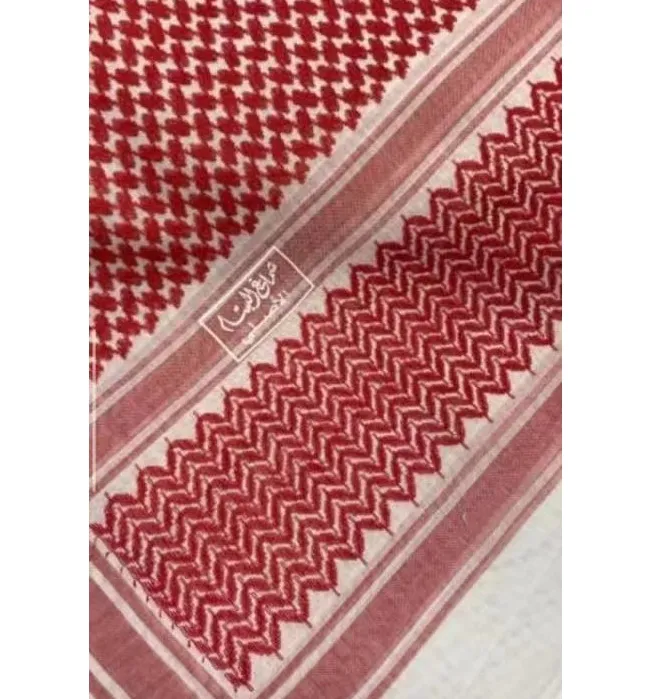 Desain kustom 100% katun merah dan putih Shemagh abu gurun cetak Keffiyeh hijab syal mewah
