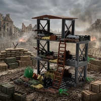 Jouet de construction en plastique compatible avec les blocs de construction de la 8ème Armée de la Résistance de la Seconde Guerre mondiale, poste de garde et tourelle, pour garçons