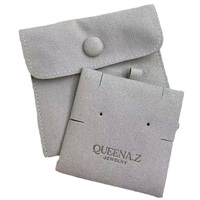 Pochette en microfibre velours pour bijoux, avec bouton-pression, pour collier de perles, boucles d'oreilles, broche, sac anti-oxydation, personnalisable avec nom