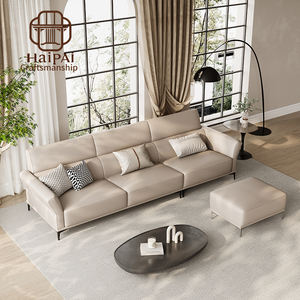 أريكة فاخرة عالية الجودة من الجلد مع كرسي استرخاء للاستخدام في غرف المعيشة بالفنادق من شركة تصنيع الأثاث الصينية - Product Image 1