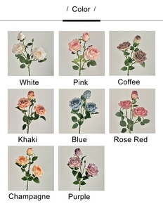 3 Têtes de Roses Artificielles en Soie Faites à la Main, Branches Longues et Durables, Modernes, 55 cm, pour la Maison, Mariages, Écoles, Noël, Halloween - Product Image 2