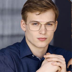 Monturas de gafas Premium para hombres Bluelight Classic Deep Grey Stainless Square Spring Bisagra 2025 Optical - Product Image 2