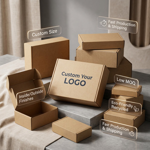 Boîte d'emballage personnalisée en carton kraft brun, livraison directe d'usine, pour petites entreprises, emballage plat pour envoi postal - Product Image 1