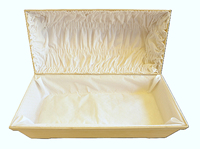 Cercueil funéraire blanc de style européen avec doublure matelassée en satin, matelas et housse intérieure en tissu de coton et de lin