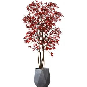 Toptan fabrika fiyat bitki sahte yapay saksı kırmızı akçaağaç japon tarzı yapay ağaç