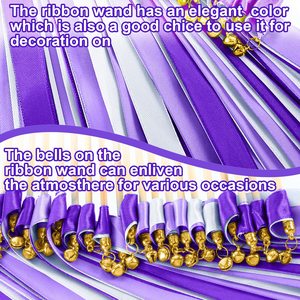 Ribbon Wedding <b>Wand</b> Sticks Purple Ribbon Streamers Party Ribbon Streamers with Bells Silk <b>Fairy</b> Stick <b>Wand</b> Holiday Photo Props - Product Image 1
