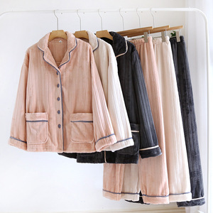 2025 Winter Couple Long Sleeve Button-Down Homewear Thick Warm Flannel Pajama <strong>Sets</strong> for <strong>Men</strong> Sleepwear <strong>Pyjamas</strong> Suit - Product Image 1